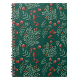 Kerstnotitieboek met botanische rode bes notitieboek