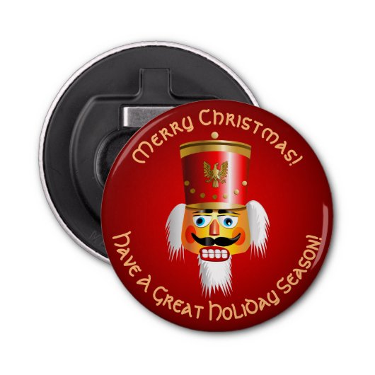 kerstNutcracker Speelgoed Soldaat Button Flesopener (Voorkant)
