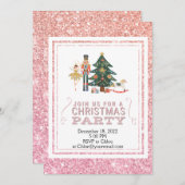 KerstNutkraker Roze Glitter Uitnodiging (Voorkant / Achterkant)