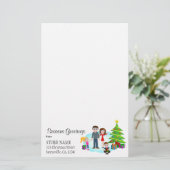 Kerstochtend briefpapier schrijven (Staand voorkant)