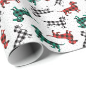 kerstochtend Buffalo Pset Dachshunds Cadeaupapier (Rol Hoek)