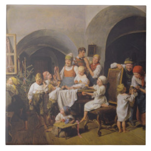 Kerstochtend (door Ferdinand Georg Waldmüller) Tegeltje
