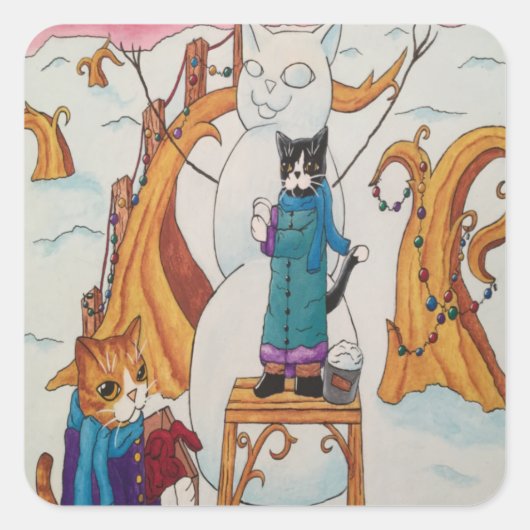 Kerstochtend, kasten Rechthoekig sticker (Voorkant)