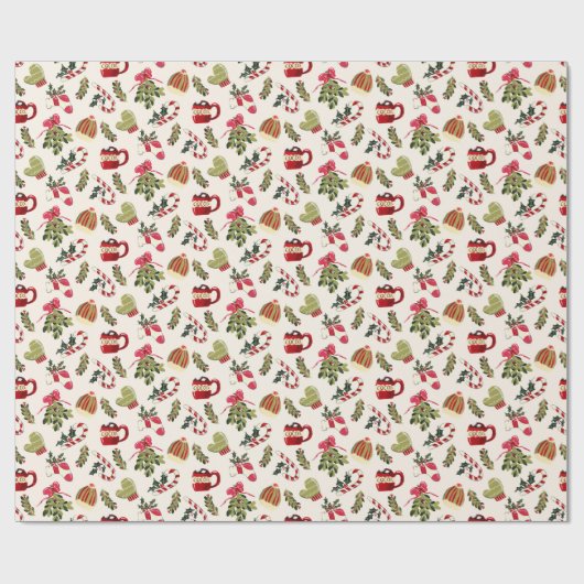 Kerstochtend met cacao en marshmallows cadeaupapier (Vlak)