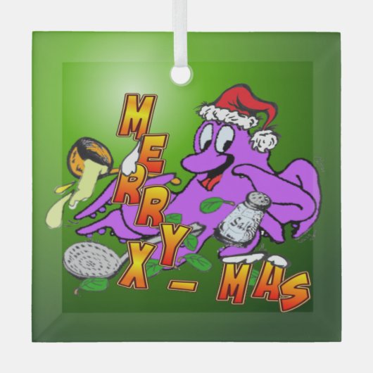 KerstOctopus Cook Glass Ornament (Voorkant)