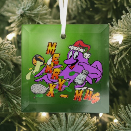 KerstOctopus Cook Glass Ornament (Insitu)