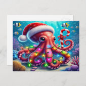 Kerstoctopus Feestdagenkaart (Voorkant / Achterkant)