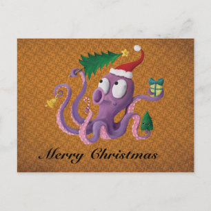 Kerstoctopus Feestdagenkaart