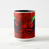 Kerstoctopus op rood - 15 oz. Combinatie-Mok Mok (Midden)