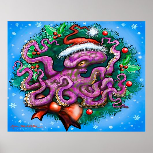 Kerstoctopus-Poster Poster (Voorkant)