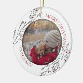 kerstolie en bessen keramisch ornament (Links)