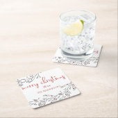 kerstolie en bessen vierkante kartonnen onderzetter (Insitu)