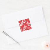 Kerstolie Rood en wit Vierkante Sticker (Envelop)