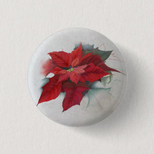 kerstolie van Poinsettia Ronde Button 3,2 Cm