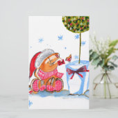 kerstolifant briefpapier (Staand voorkant)