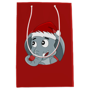 Kerstolifant cartoon middelgrote cadeautas
