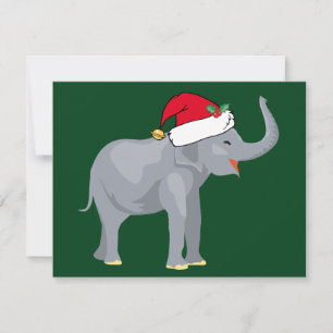 Kerstolifant in een leuk kerstmannenhoofddeksel gr feestdagenkaart