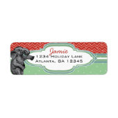 Kerstolifant Zig Zag Pattern Return Address Etiket (Voorkant)