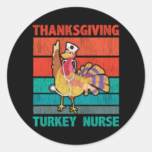 Kerstomaas Turkije Verpleegster Grappig Retro Verp Ronde Sticker