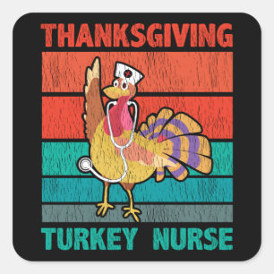 Kerstomaas Turkije Verpleegster Grappig Retro Verp Vierkante Sticker