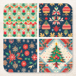kerstOnderzetters Vierkante Kartonnen Onderzetter