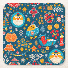 kerstOnderzetters Vierkante Kartonnen Onderzetter