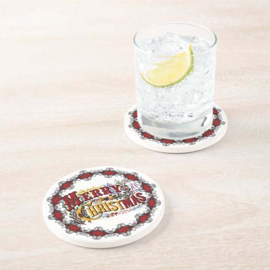  kerstOnderzetters Zandsteen Onderzetter (Zijkant)