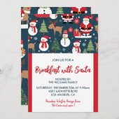 Kerstontbijt met Santa Snowman bomen Kaart (Voorkant / Achterkant)