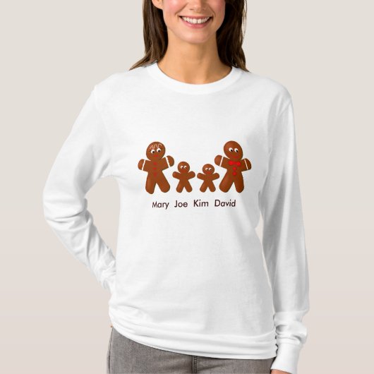 Kerstontbijtbrod Familie van Vier Dames LS T T-shirt (Voorkant)