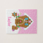 Kerstontbijtkoek, helder roze legpuzzel (Horizontaal)