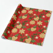 Kerstontbijtkoekjes en koekjes en rode bessen cadeaupapier (Uitgerold)