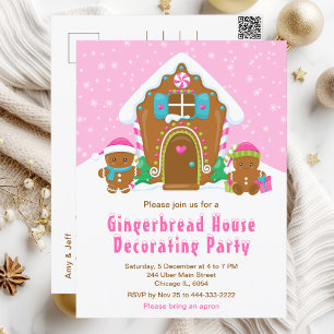 Kerstontbijtontbijtkoek Decorting Party helderroze Briefkaart