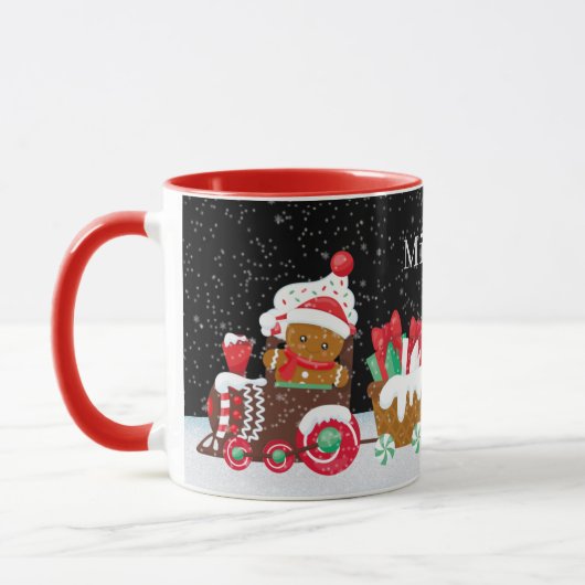 kerstontbijtontbijttrein voegt naam toe mok (Links)