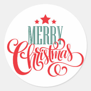 Kerstontwerp en sterren ronde sticker