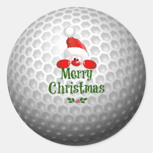 Kerstontwerp golfbal, vrolijk kerstfeest ronde sticker