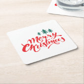 Kerstontwerp met bomen vierkante kartonnen onderzetter (Schuin)