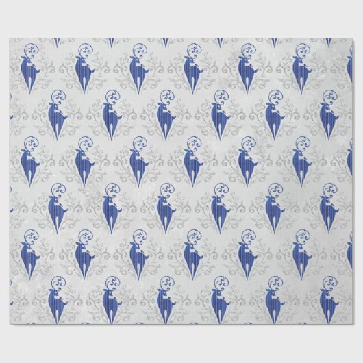 kerstontwerp met glitter Deer Cadeaupapier (Vlak)