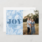 Kerstontwerp met Joy in het blauw Feestdagenkaart (Voorkant / Achterkant)