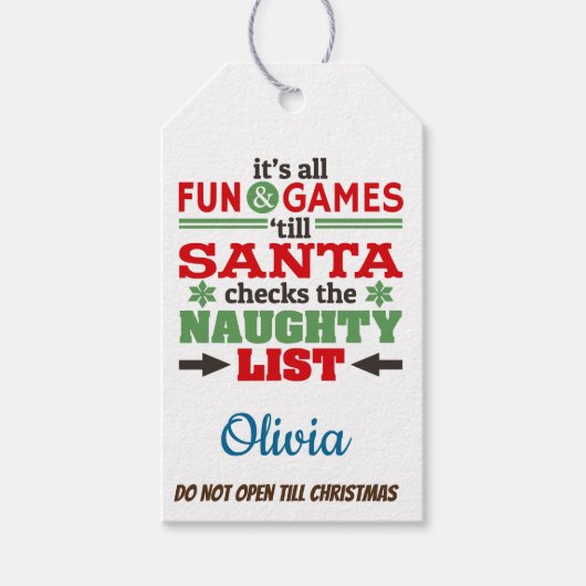 Kerstontwerp op de Naughty List van de Kerstman/Sp Cadeaulabel (Voorkant)