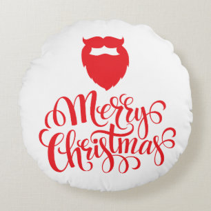 Kerstontwerp — Santa Bard Rond Kussen