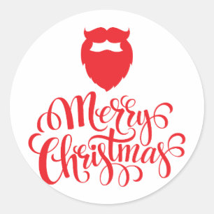 Kerstontwerp — Santa Bard Ronde Sticker