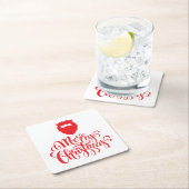 Kerstontwerp — Santa Bard Vierkante Kartonnen Onderzetter (Insitu)