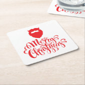 Kerstontwerp — Santa Bard Vierkante Kartonnen Onderzetter (Schuin)