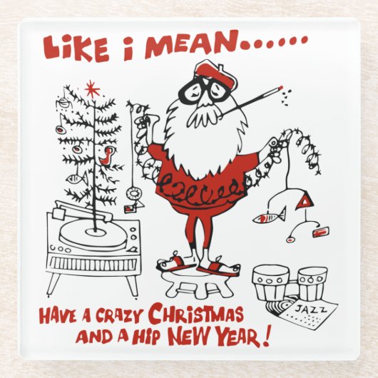 kerstontwerp van Beatnik Glazen Onderzetter (Voorkant)