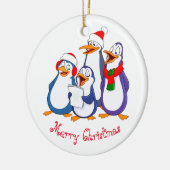 Kerstornament - blije pinguïns keramisch ornament (Links)