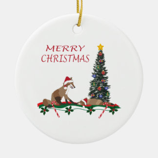 Kerstornament, dieren in het wild, moeder en baby keramisch ornament