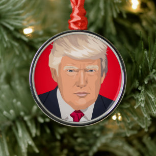 KERSTORNAMENT DONALD TRUMP METALEN ORNAMENT