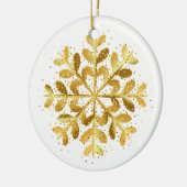 Kerstornament Gouden Sneeuwvlok Keramisch Ornament (Links)