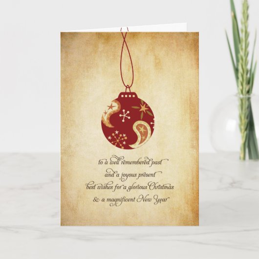 Kerstornament Grunge Holiday Kaart (Voorkant)