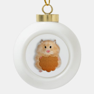 Kerstornament, hamster met biscuit keramische bal ornament